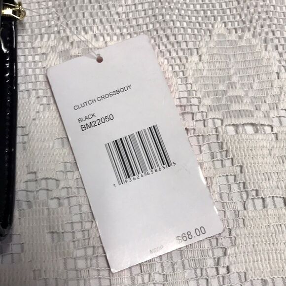 Betsey Johnson Black Bow Gold Chain Clutch Crossbody PVC NWT - Picture 3 of 11